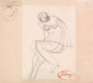 Desnudo femenino sentado, probablemente para